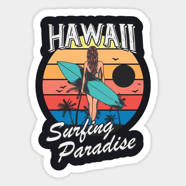 Hawaii Surfing Girl retro Style Gift Sticker by Foxxy Merch